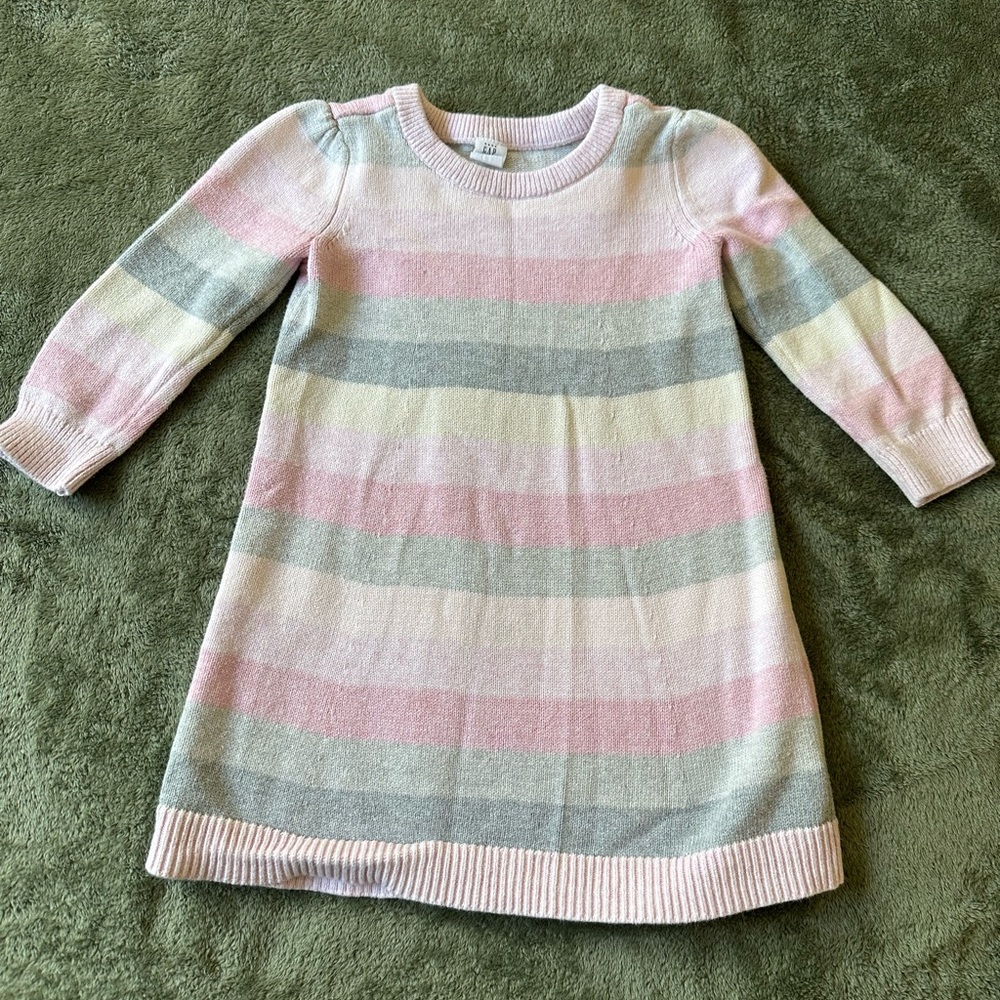 GAP Pink and Cream Knit Sweater Dress